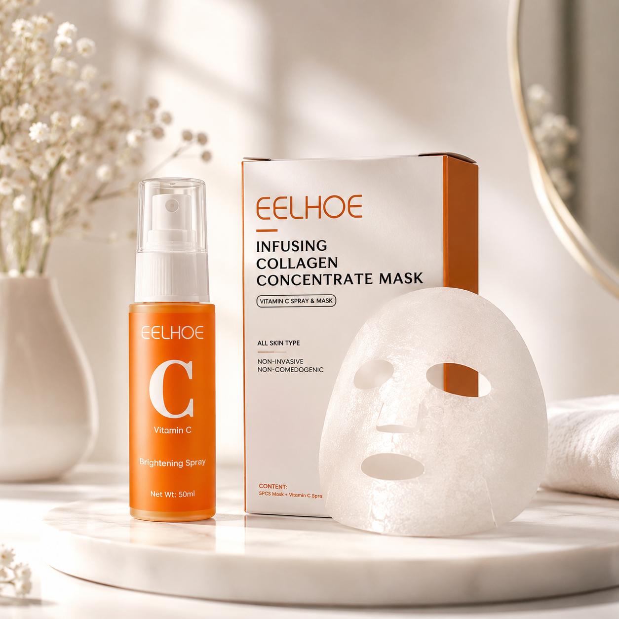Mascarilla Concentrada de Colágeno EELHOE con Spray de Vitamina C